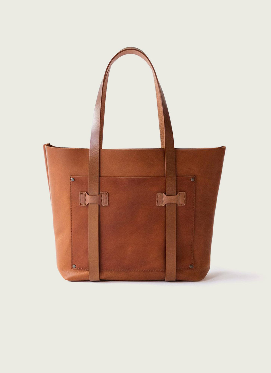 Leather Medium Tote Bag for Women: Tan