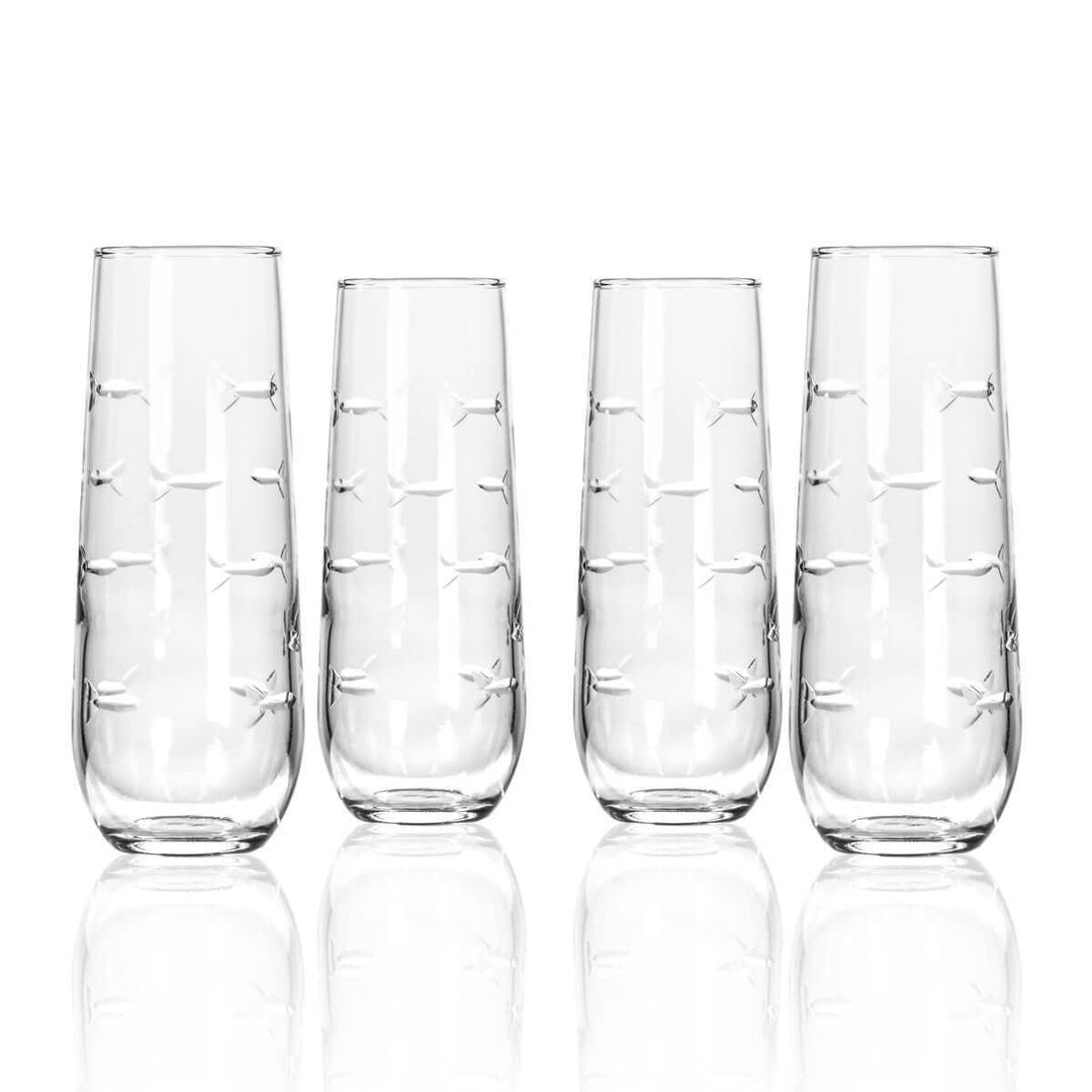 School of Fish 8.5oz Stemless Champagne Flute (set of 2)
