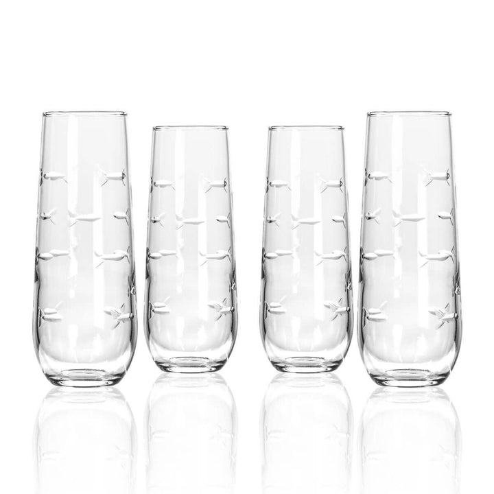 School of Fish 8.5oz Stemless Champagne Flute (set of 2)