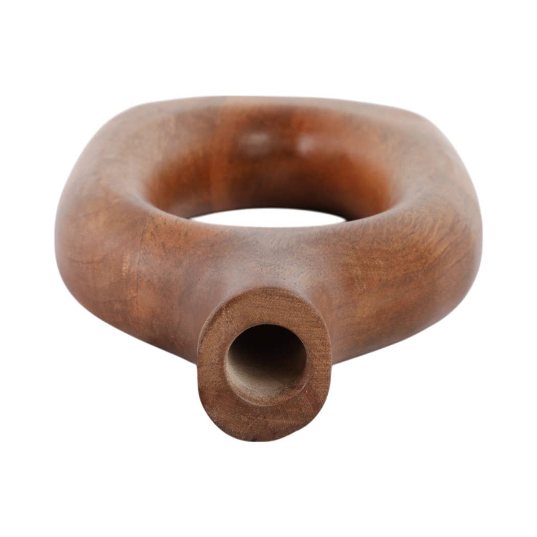 Brown 14x7 in. Wooden Casual Novelty Open Cut-Out Vase