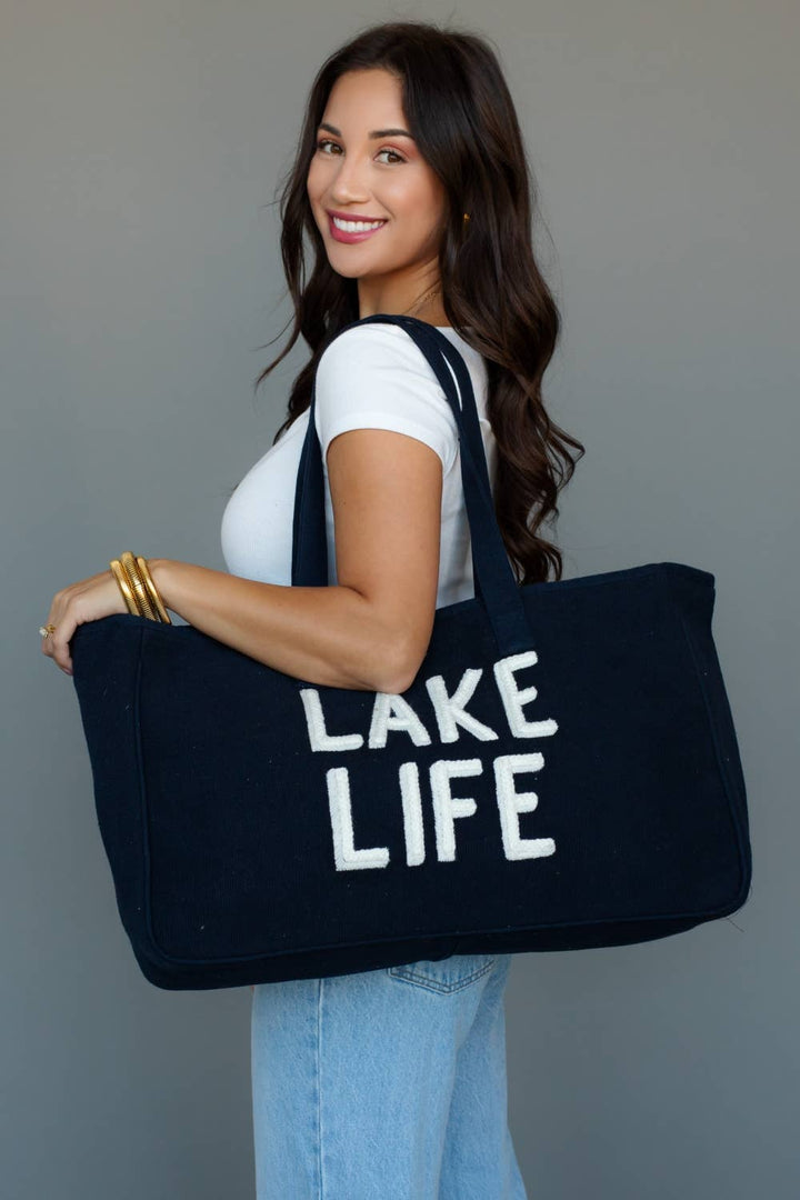 Navy Lake Life Tote