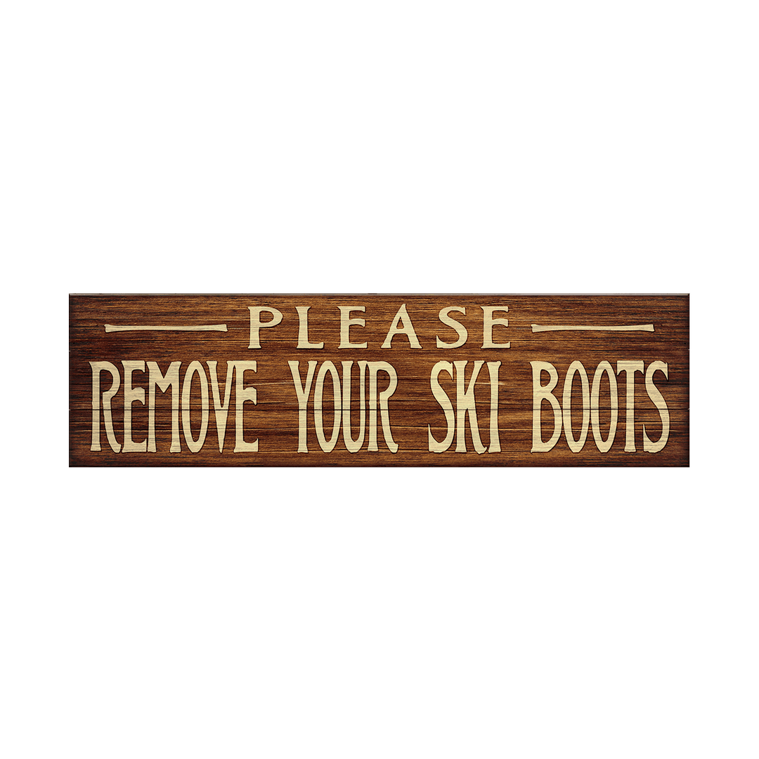 Please Remove Boots: Generic - Wood & Metal Wall Art: Wood / 36" x 10.5"