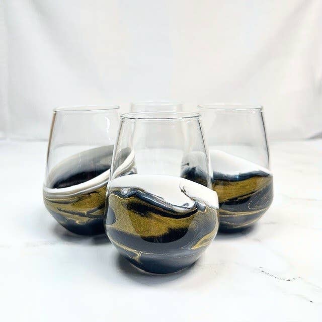 Resin Coated Entertaining Glasses (Set of 4): Onyx