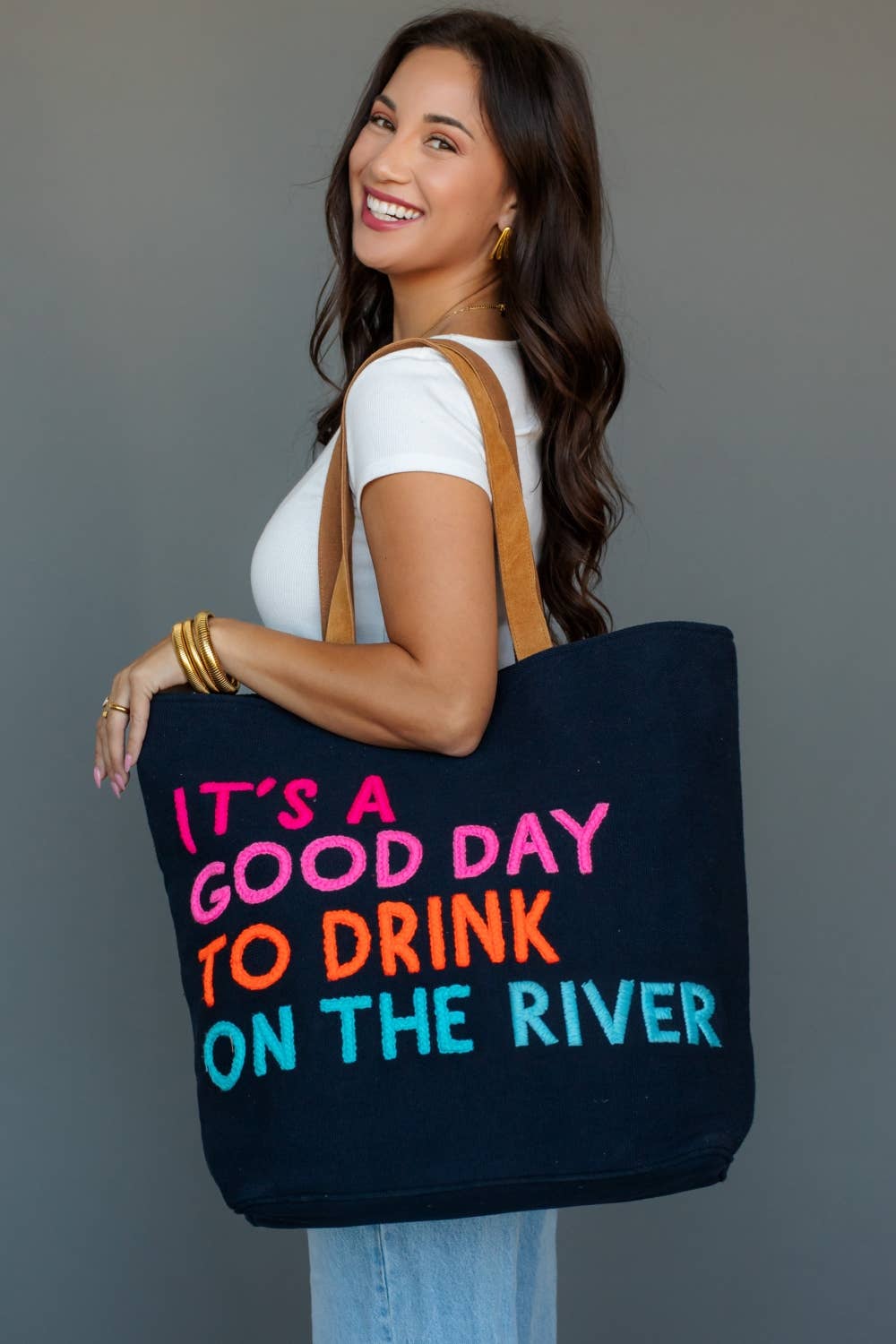 Navy Drink On The River Tote