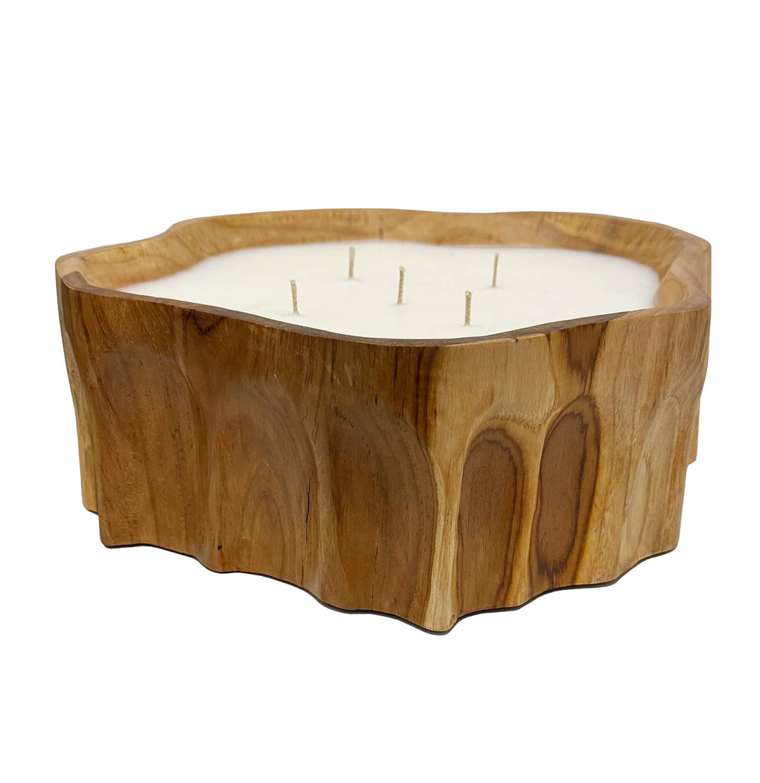 Large Teak Organic Bowl Candle