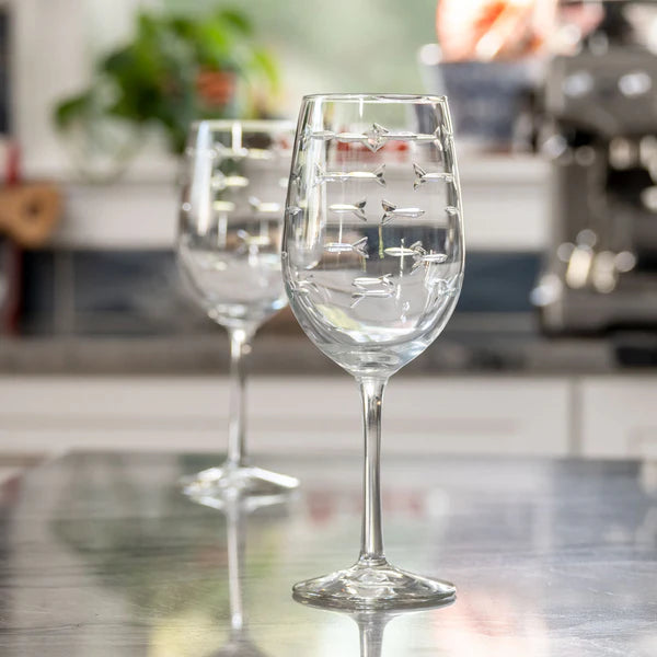 School of Fish 12oz White Wine Glass