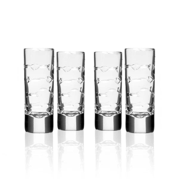 School of fish cordial shot glass 2.5oz