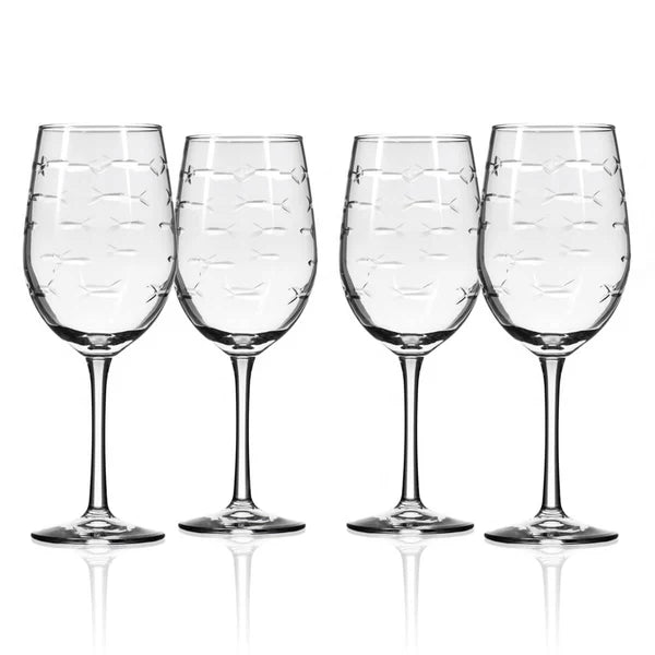 School of Fish 12oz White Wine Glass