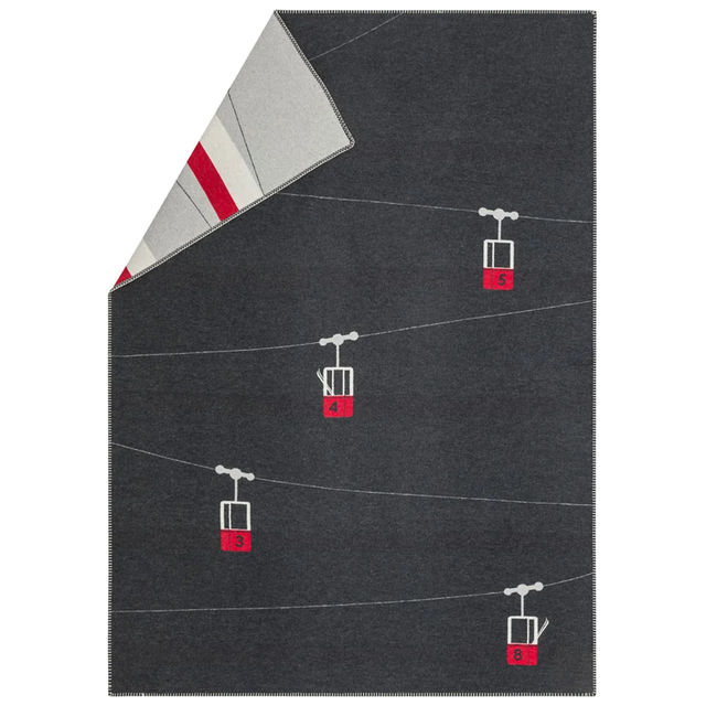 Sylt Throw "Ski Slopes and Gondolas" charcoal — David Fussenegger