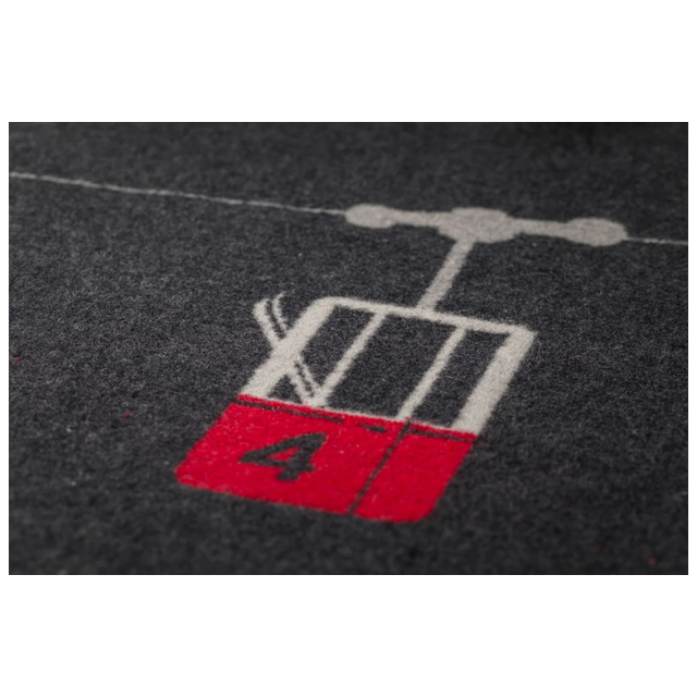 Sylt Throw "Ski Slopes and Gondolas" charcoal — gondola motif close-up
